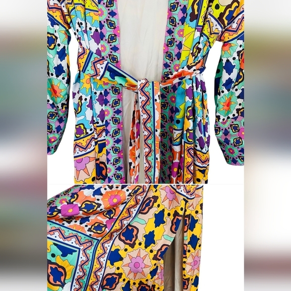 Zara NWTs Satin Colorful Boho Floral Kimono Duster - Picture 6 of 8